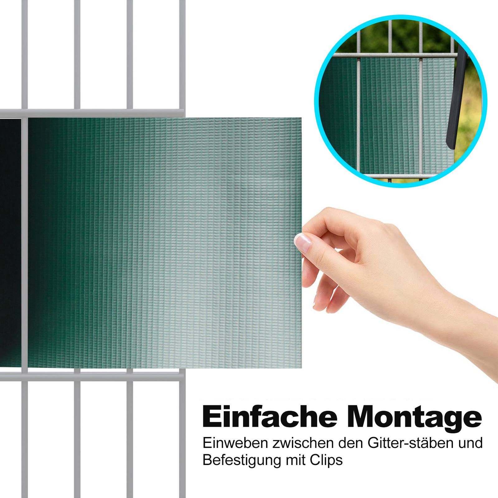 Sichtschutzstreifen PVC Windschutzstreifen Doppelstabmatten 50m Grün