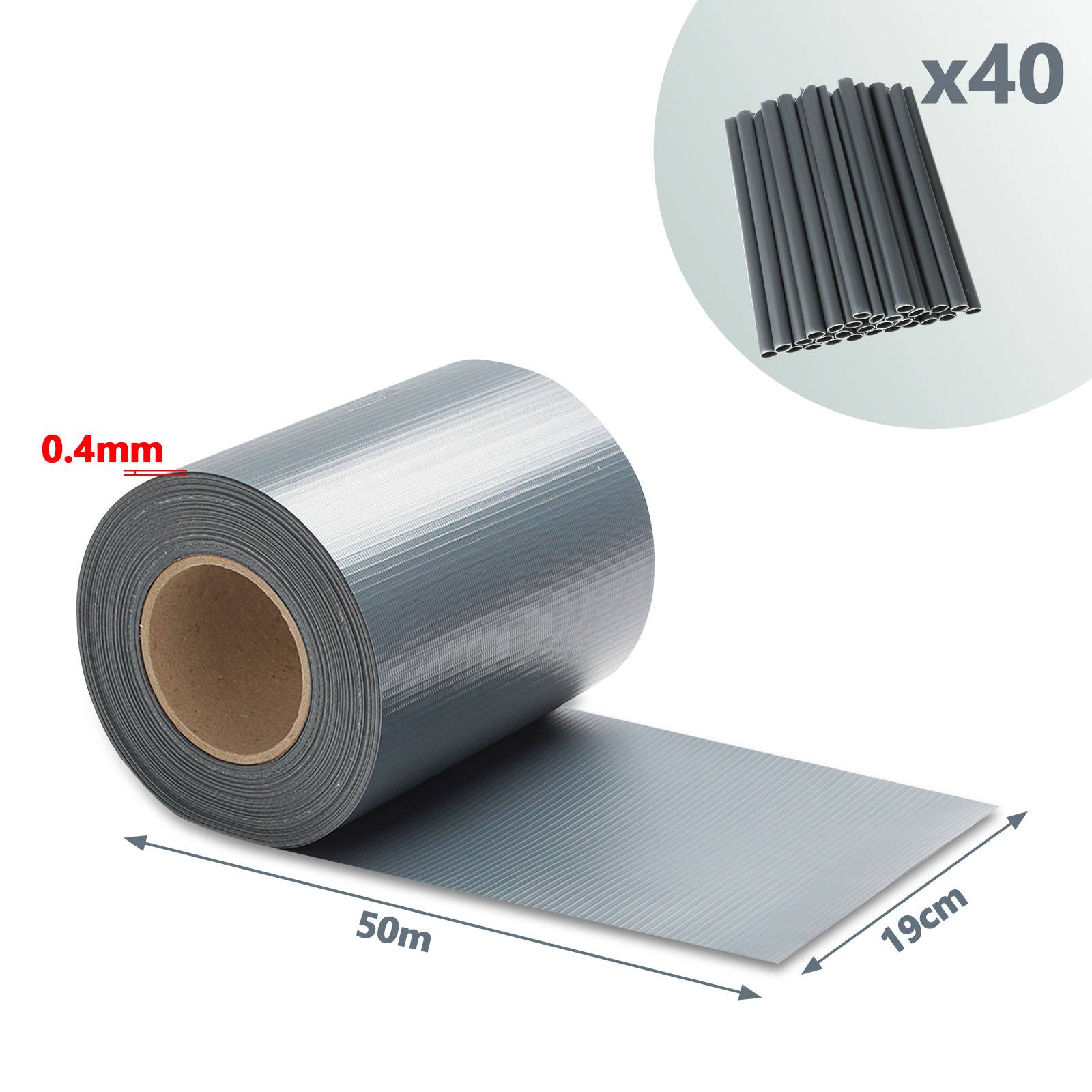 Sichtschutzstreifen PVC Windschutzstreifen Doppelstabmatten 50m Grau