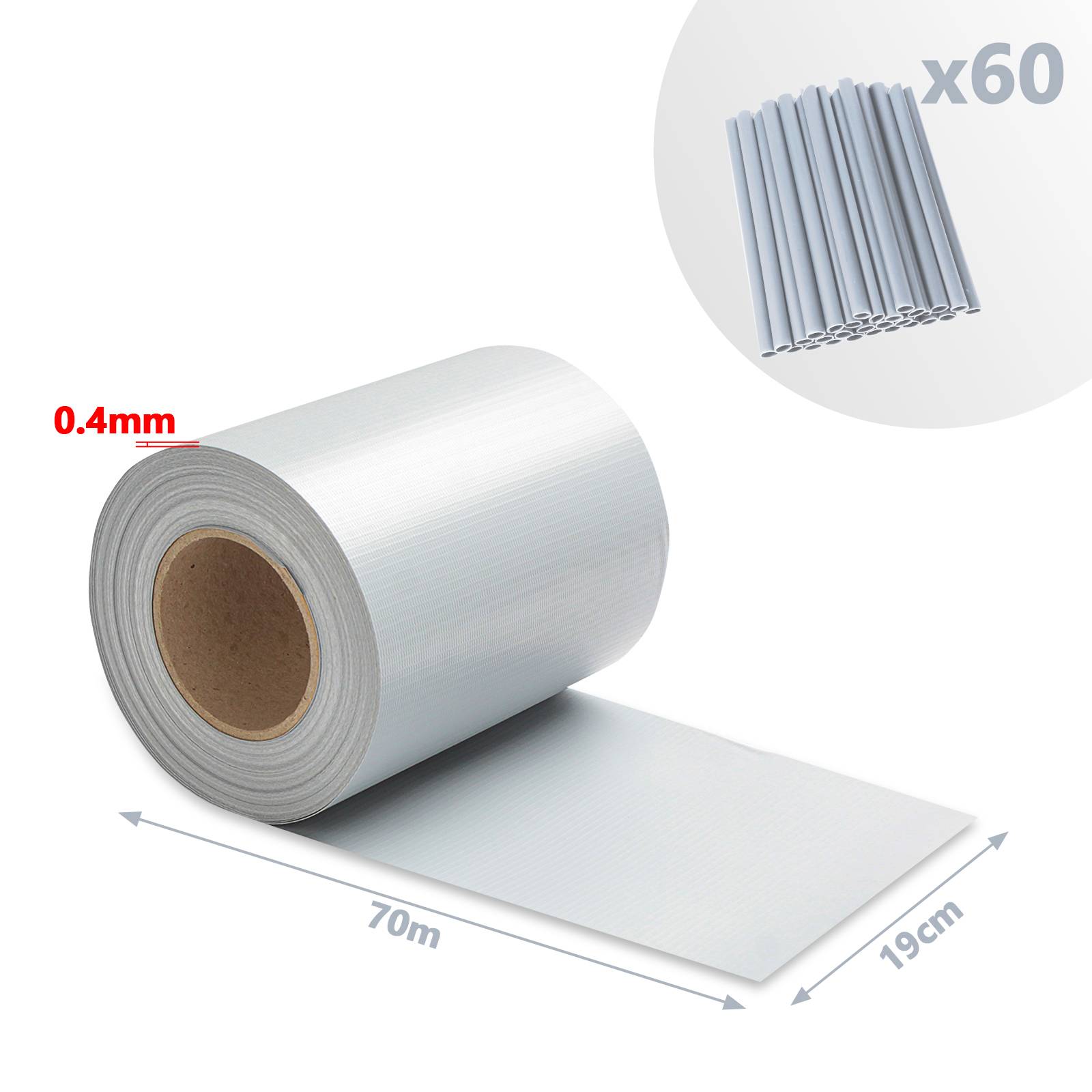 Sichtschutzstreifen PVC Doppelstabmatten Windschutzstreifen 70m Hellgrau