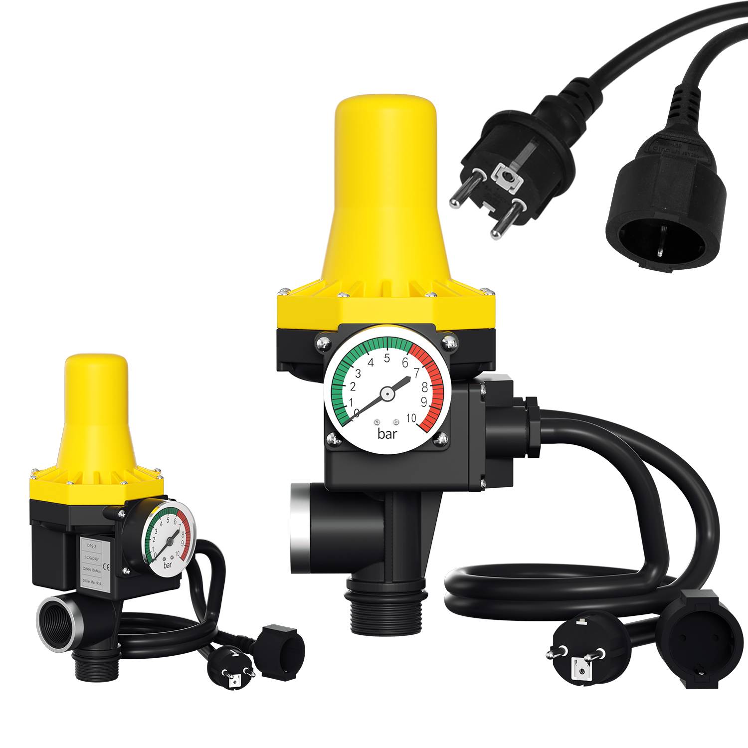 Pumpensteuerung Druckregler Presscontrol Watertech Druckwächter bis 1.1kw Gelb mit kabel