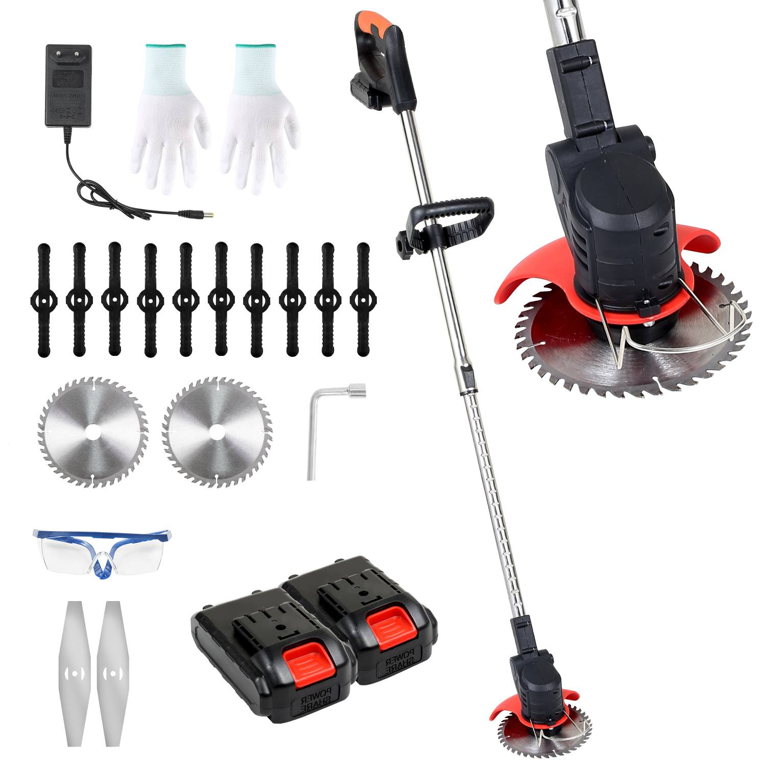 Rasentrimmer Elektro Freischneider 18 krpm mit 2er 21V 1500ma Ladegerät Akku