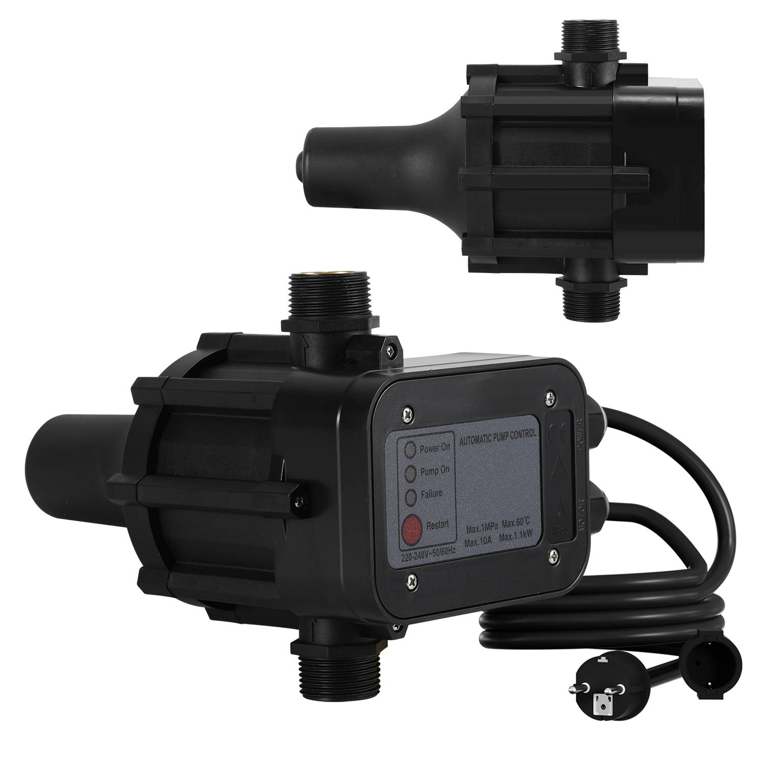 Pumpensteuerung Druckregler Presscontrol Watertech Druckwächter bis 1.1kw schwarz mit kabel