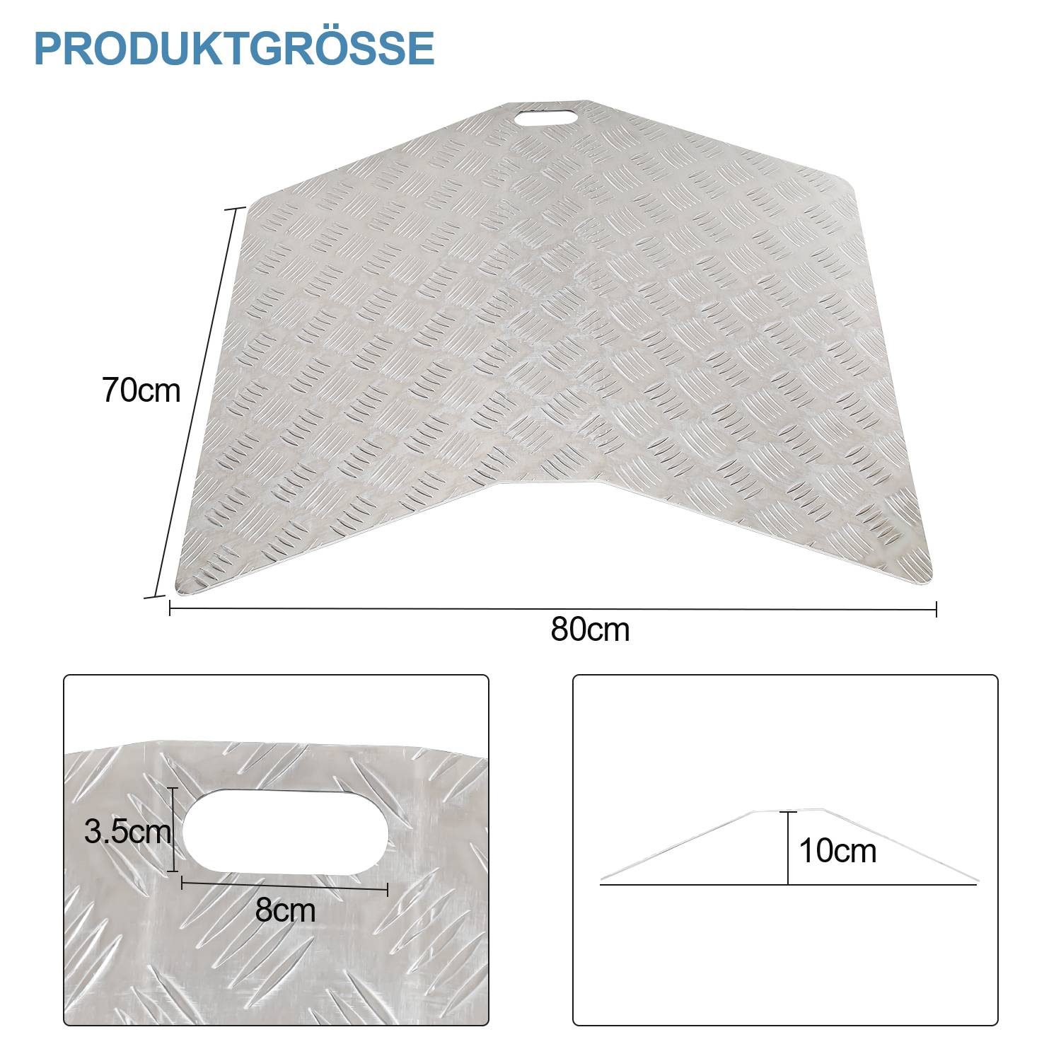 Türschwellenrampe aus Aluminium 80 cm Länge, Rollstuhlrampe Schwellenbrücke Tragbare, Brückenrampe Tragfähigkeit 270 kg mit Griffe
