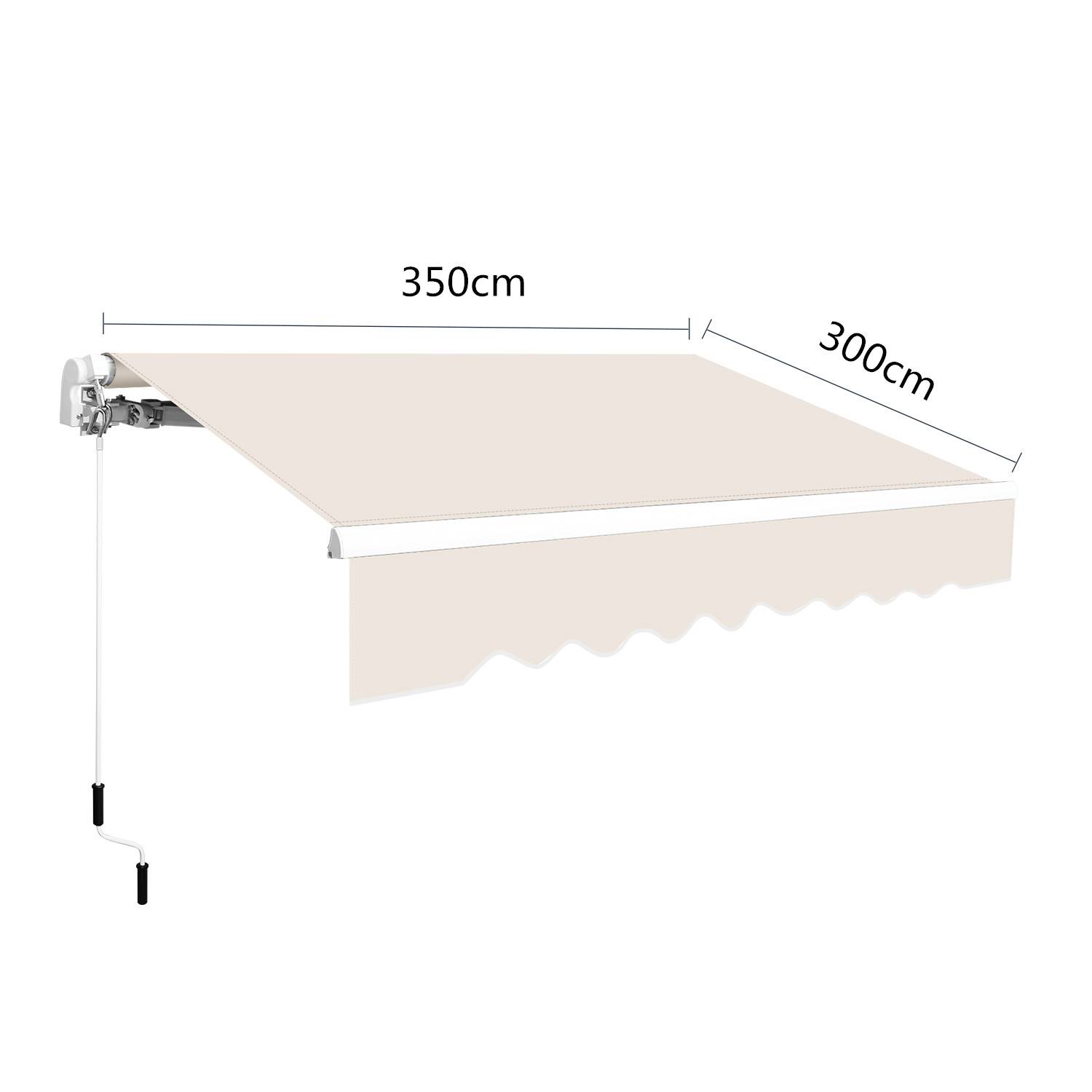 Gelenkarmmarkise PA Beschichtet UV-Schutz mit Handkurbel Markise Sonnenschutz Alu+Polyester für Terasse/Dach Beige 350x300cm