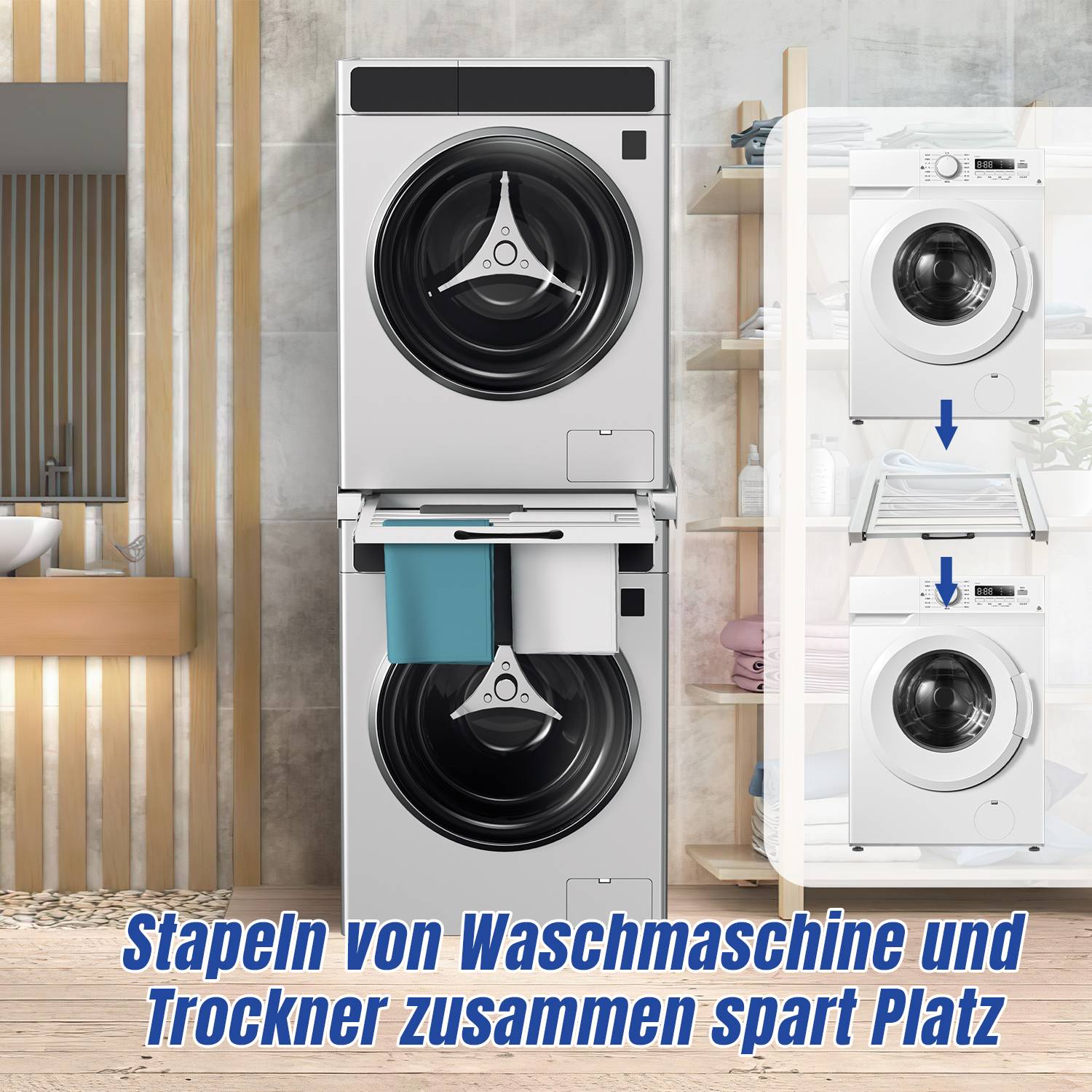 Verbindungsrahmen Stahl Podest Zubehör Waschmaschine Trockner ausziehbarem