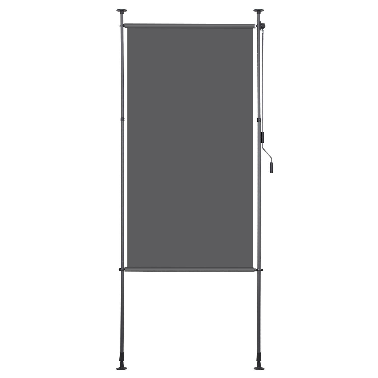 Senkrechtmarkise Außenrollo 120 x 270 cm Balkonrollo mit Handkurbel Sichtschutz Vertikalmarkise ohne Bohren Sonnenschutz Windschutz Anthrazit
