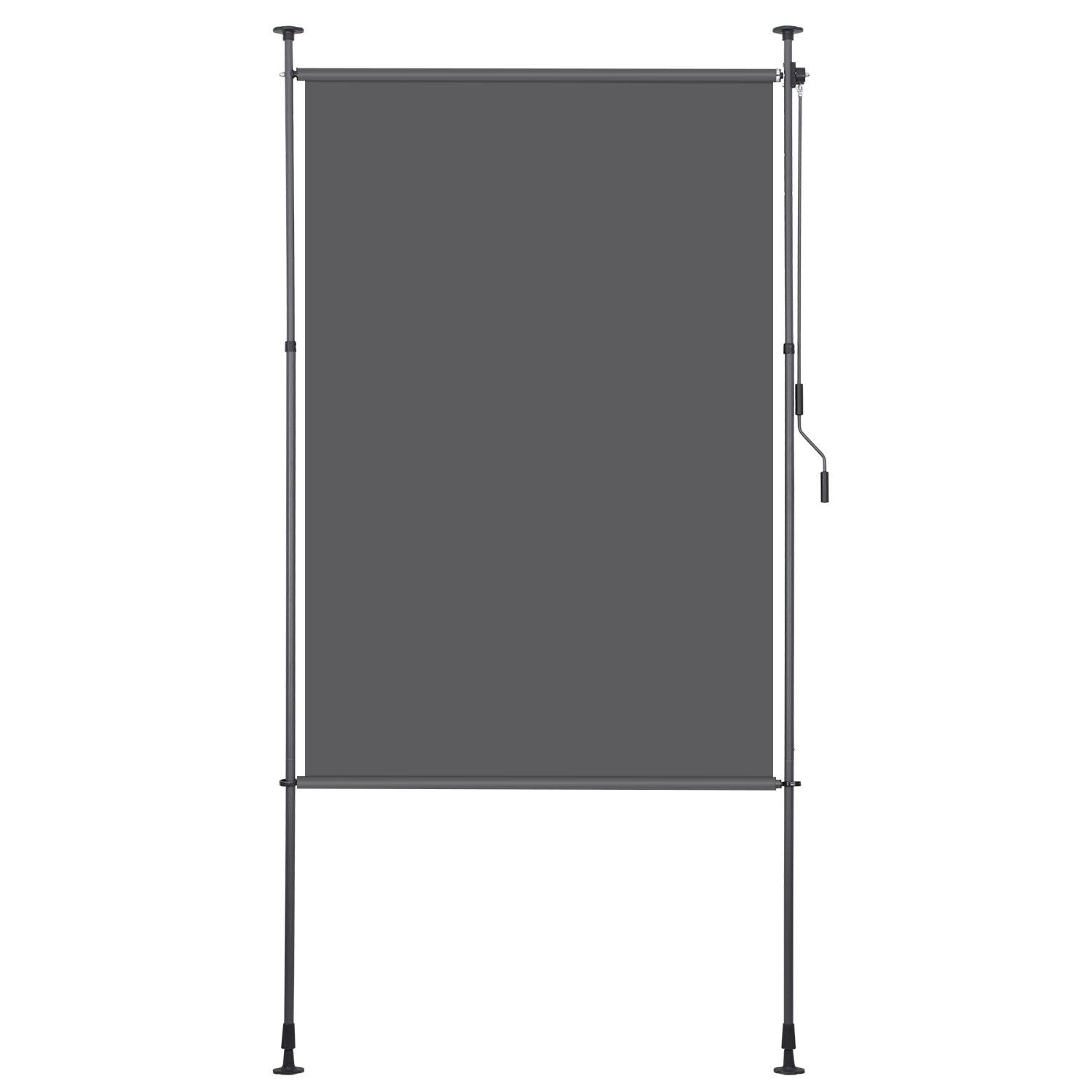 Senkrechtmarkise Außenrollo 150 x 270 cm Balkonrollo mit Handkurbel Sichtschutz Vertikalmarkise ohne Bohren Sonnenschutz Windschutz Anthrazit