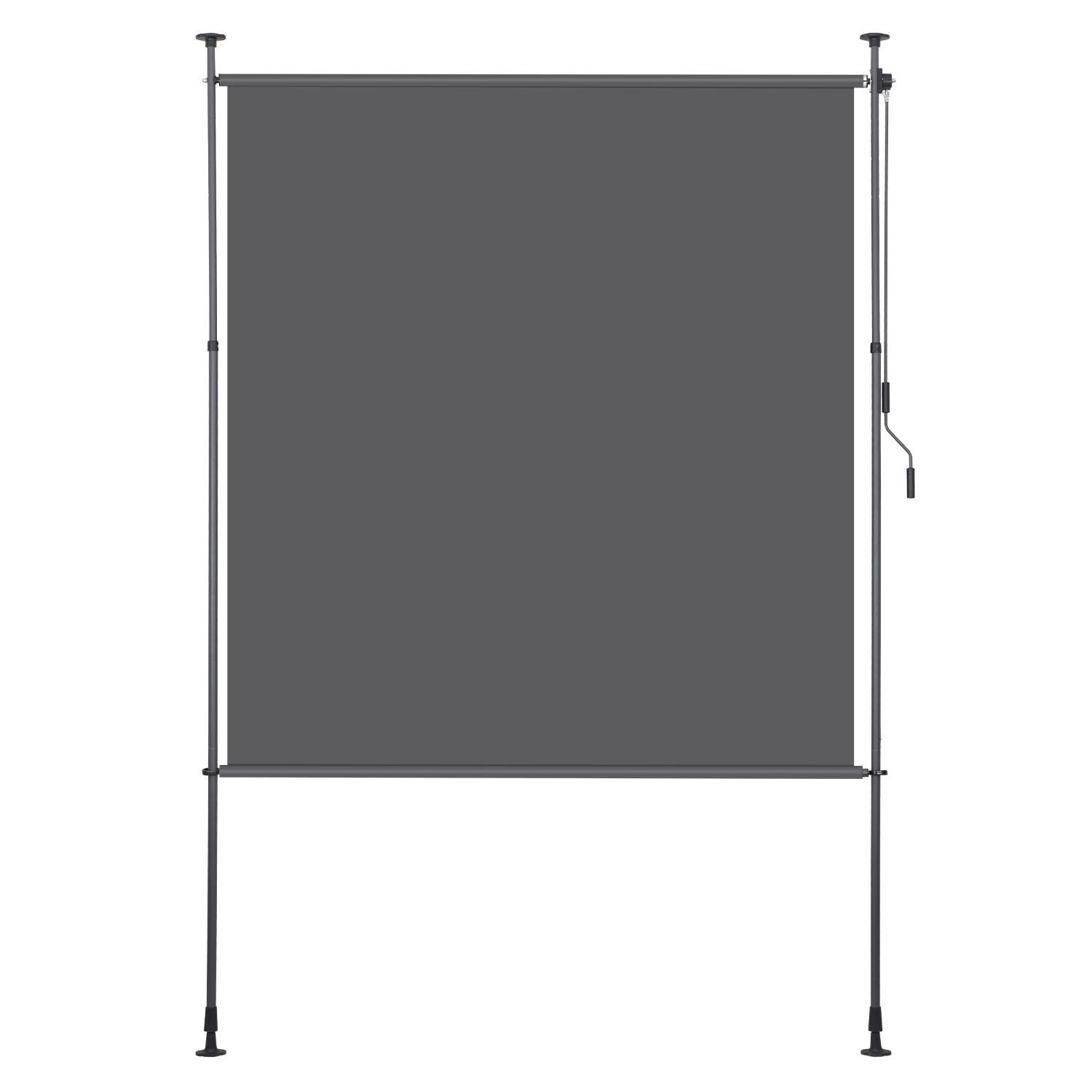 Senkrechtmarkise Außenrollo 200 x 270 cm Balkonrollo mit Handkurbel Sichtschutz Vertikalmarkise ohne Bohren Sonnenschutz Windschutz Anthrazit