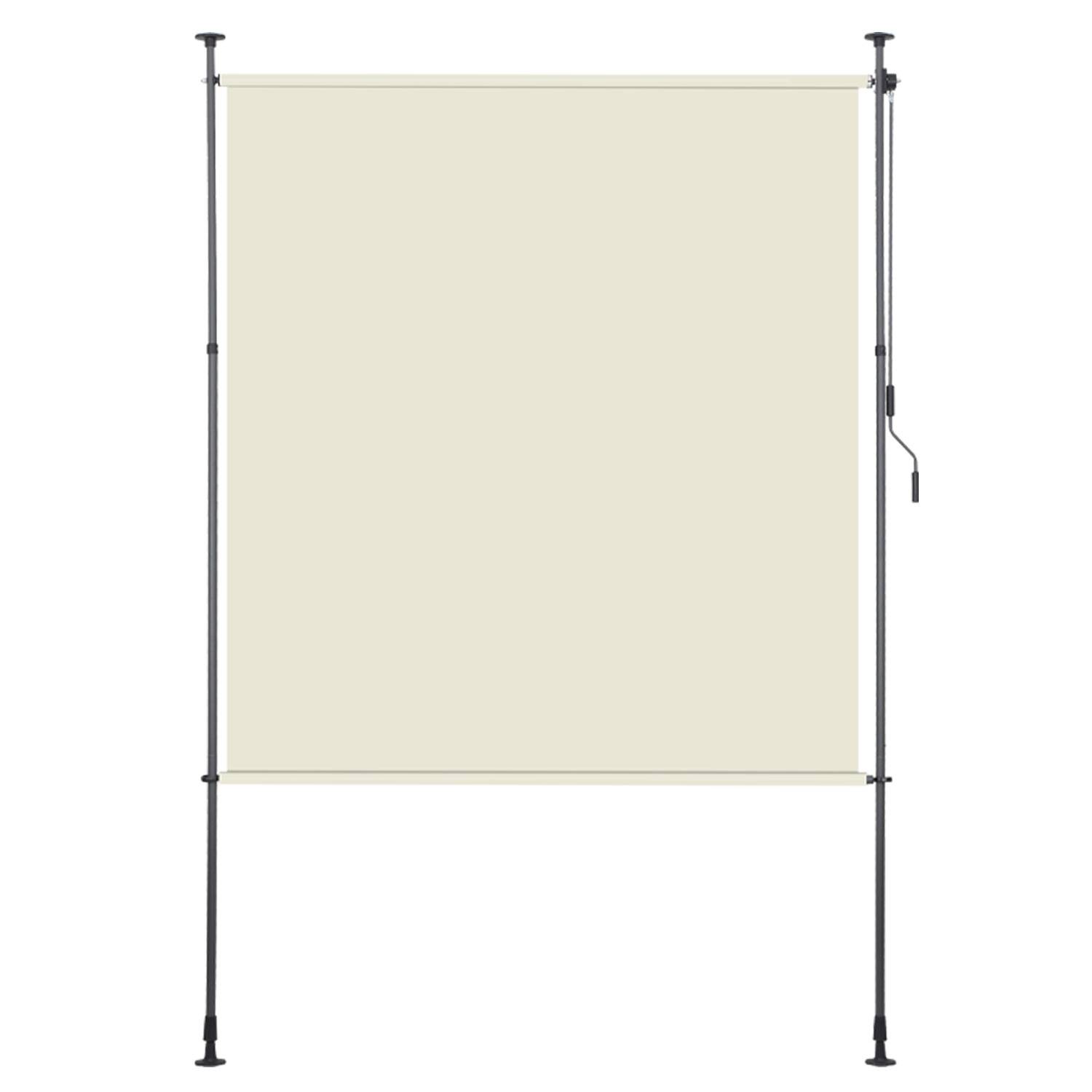 Senkrechtmarkise Außenrollo 200 x 270 cm Balkonrollo mit Handkurbel Sichtschutz Vertikalmarkise ohne Bohren Sonnenschutz Windschutz Creme