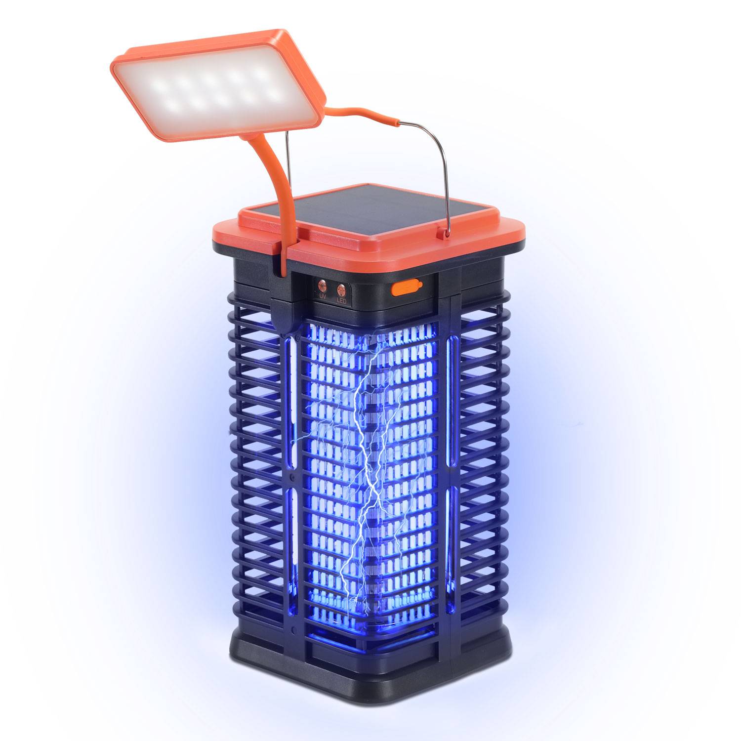 3W Elektrischer Insektenvernichter Solar UV Licht Mückenlampe Mit LED-Licht Insektenfalle Insektenlampe Mückenvernichter Fliegenfalle Moskito