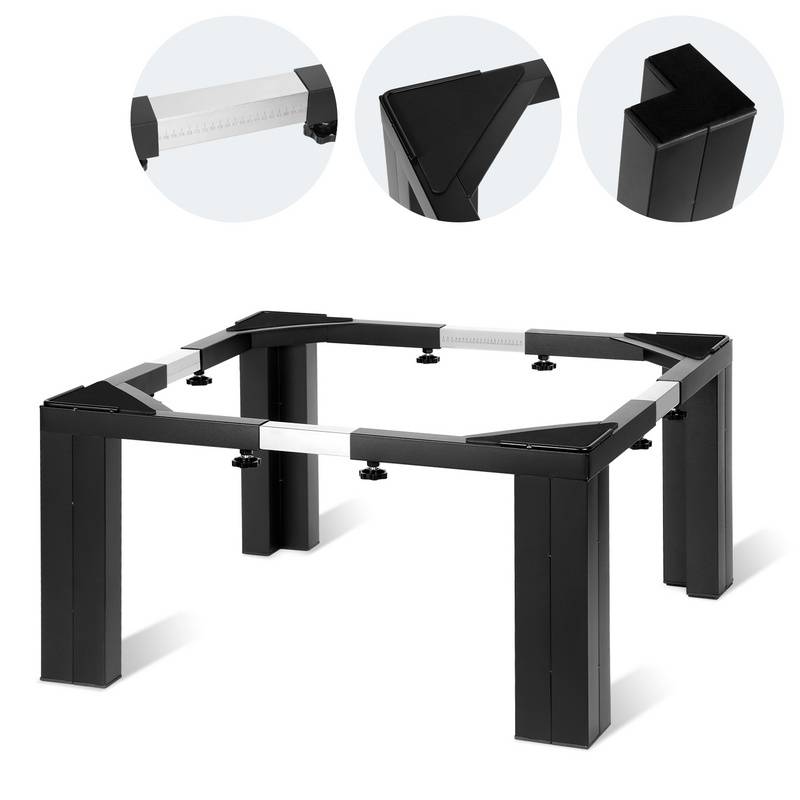 Waschmaschinen Untergestell, Waschmaschine Sockel für Trockner, Waschmaschine und Kühlschrank - Schwarz + Silber