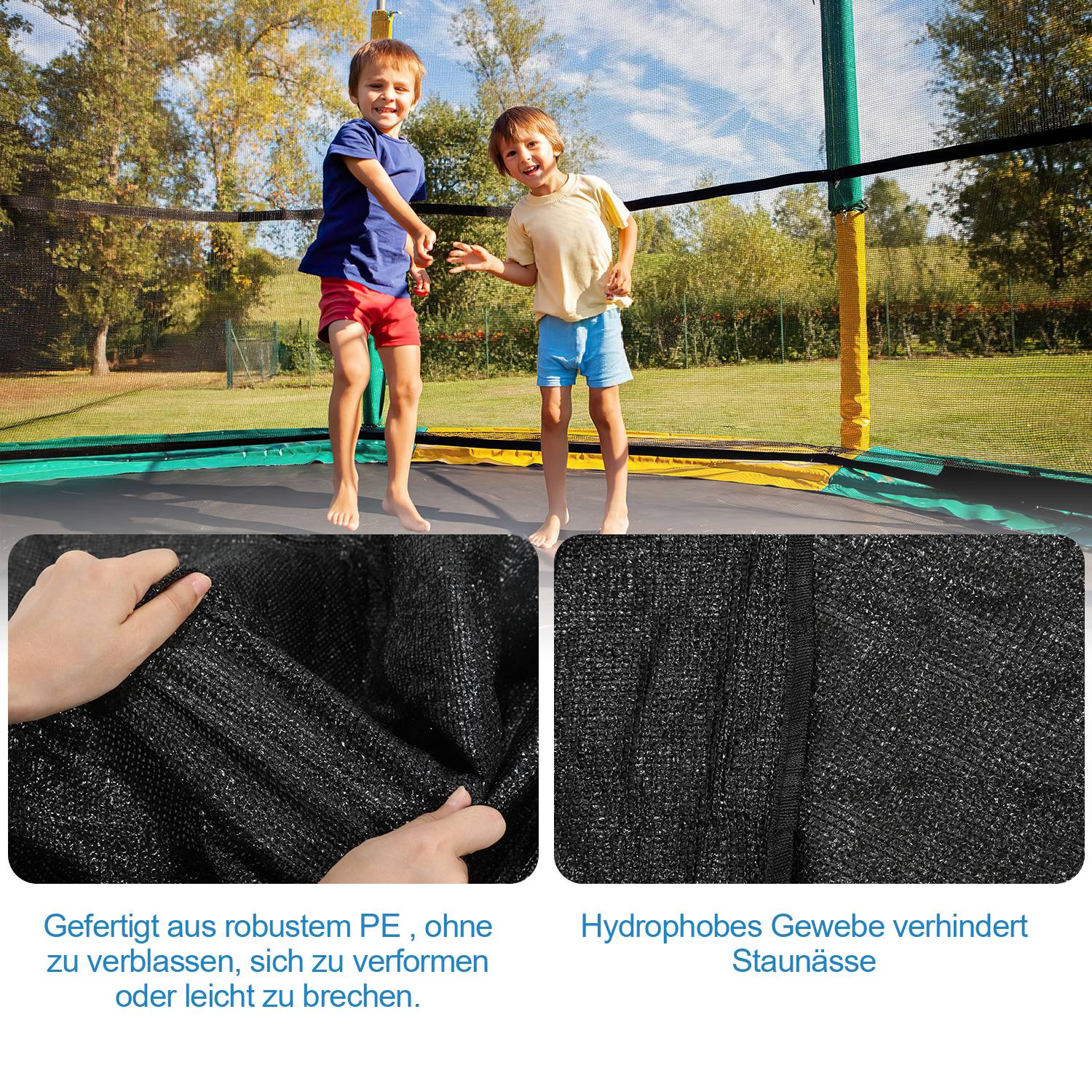 Trampolin-Schattenabdeckung, Reißfest und UV- Strahlung, Sommer-Trampolin-Markise für 6 Stangen, rundes Schwarz Ø 244
