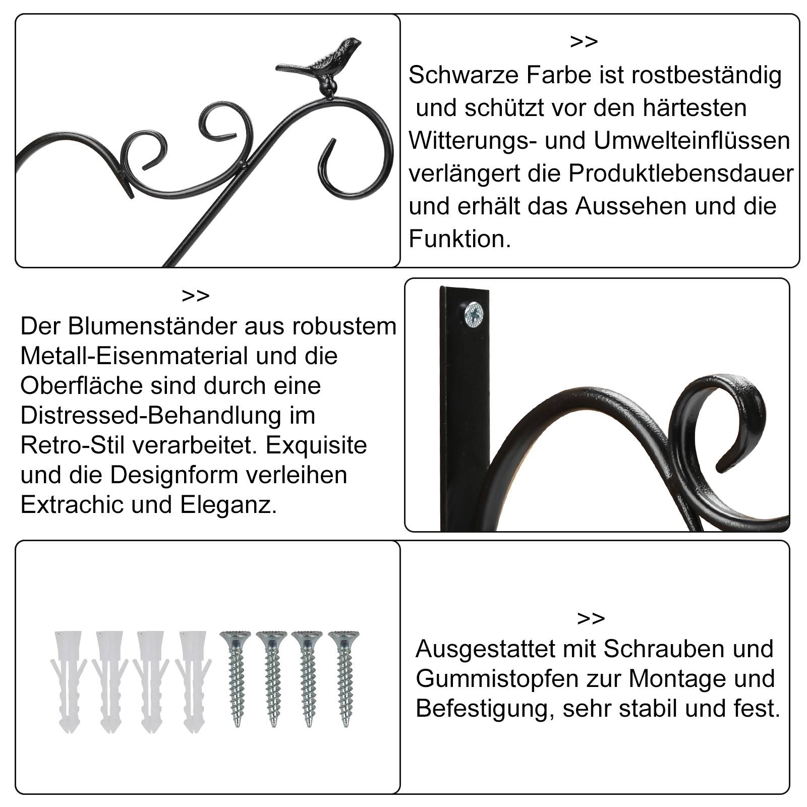 Blumenhaken 2er Wandhaken Blumenampel 300x260mm Blatt Blumenhalter Wandhalter Windlichthalter Pflanzenhalter Blumenampelhalter