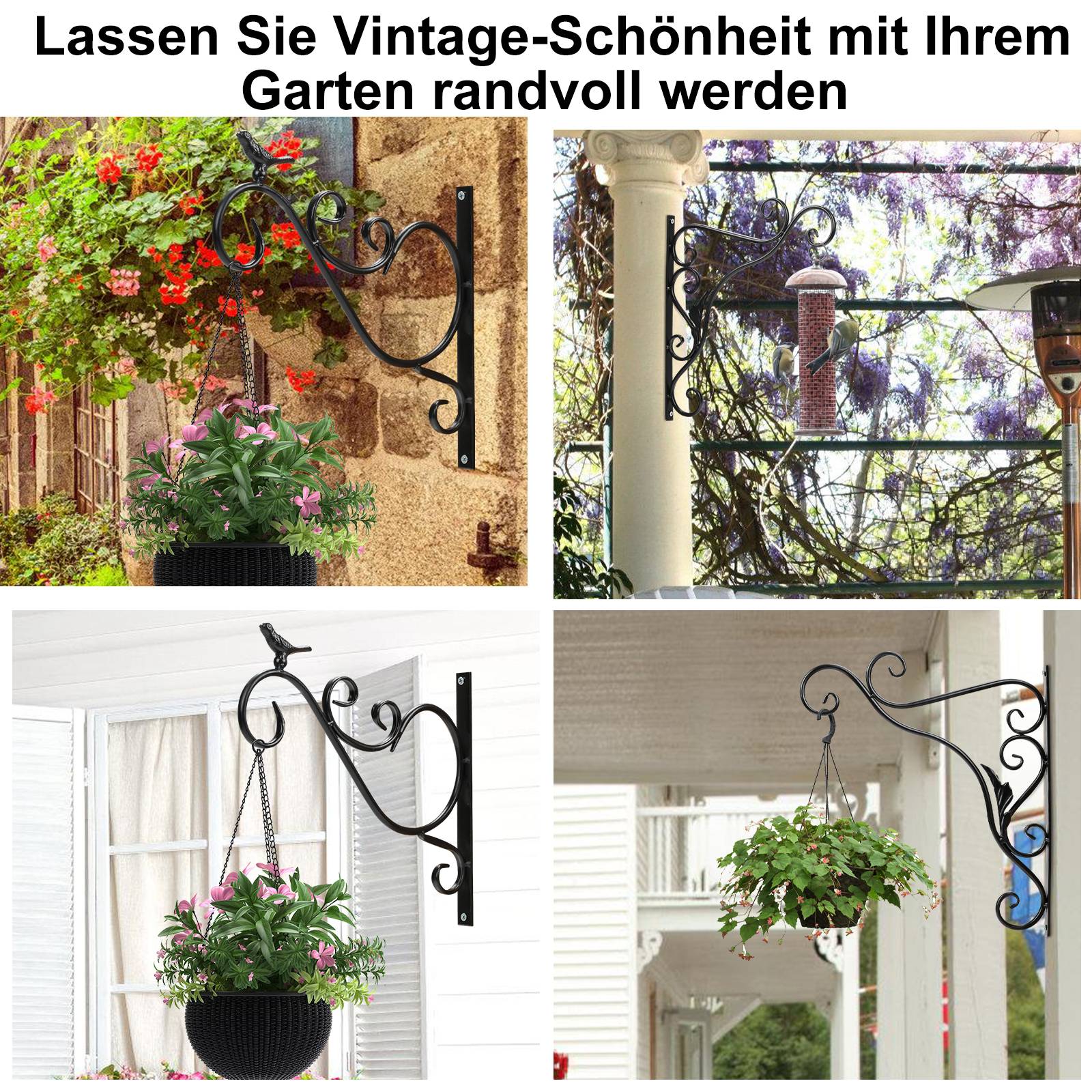 Blumenhaken 2er Wandhaken Blumenampel 300x260mm Blatt Blumenhalter Wandhalter Windlichthalter Pflanzenhalter Blumenampelhalter