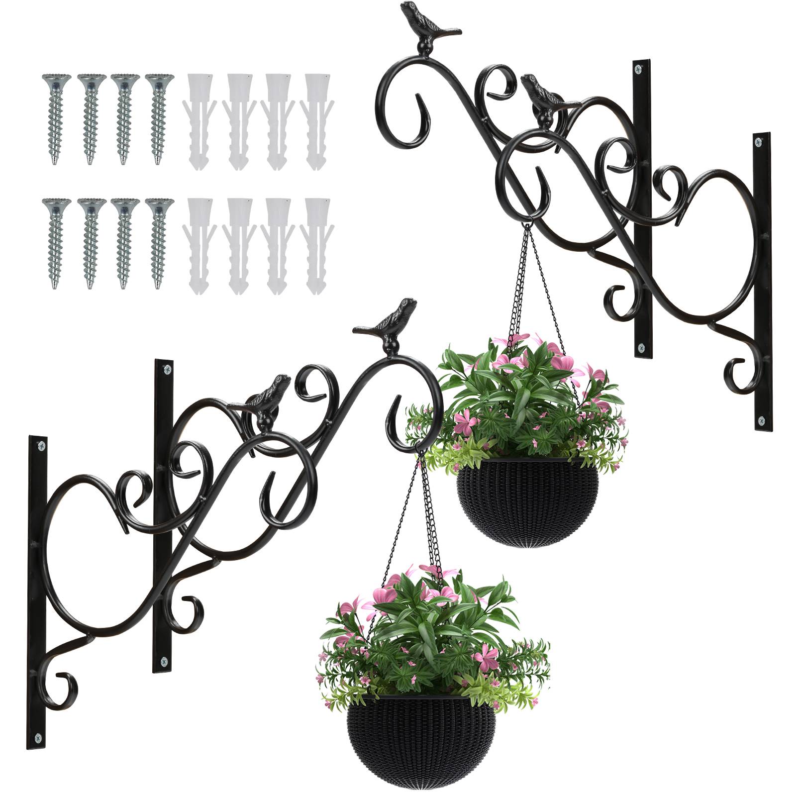 Blumenhaken 4er Wandhaken Blumenampel 300x260mm Blatt Blumenhalter Wandhalter Windlichthalter Pflanzenhalter Blumenampelhalter