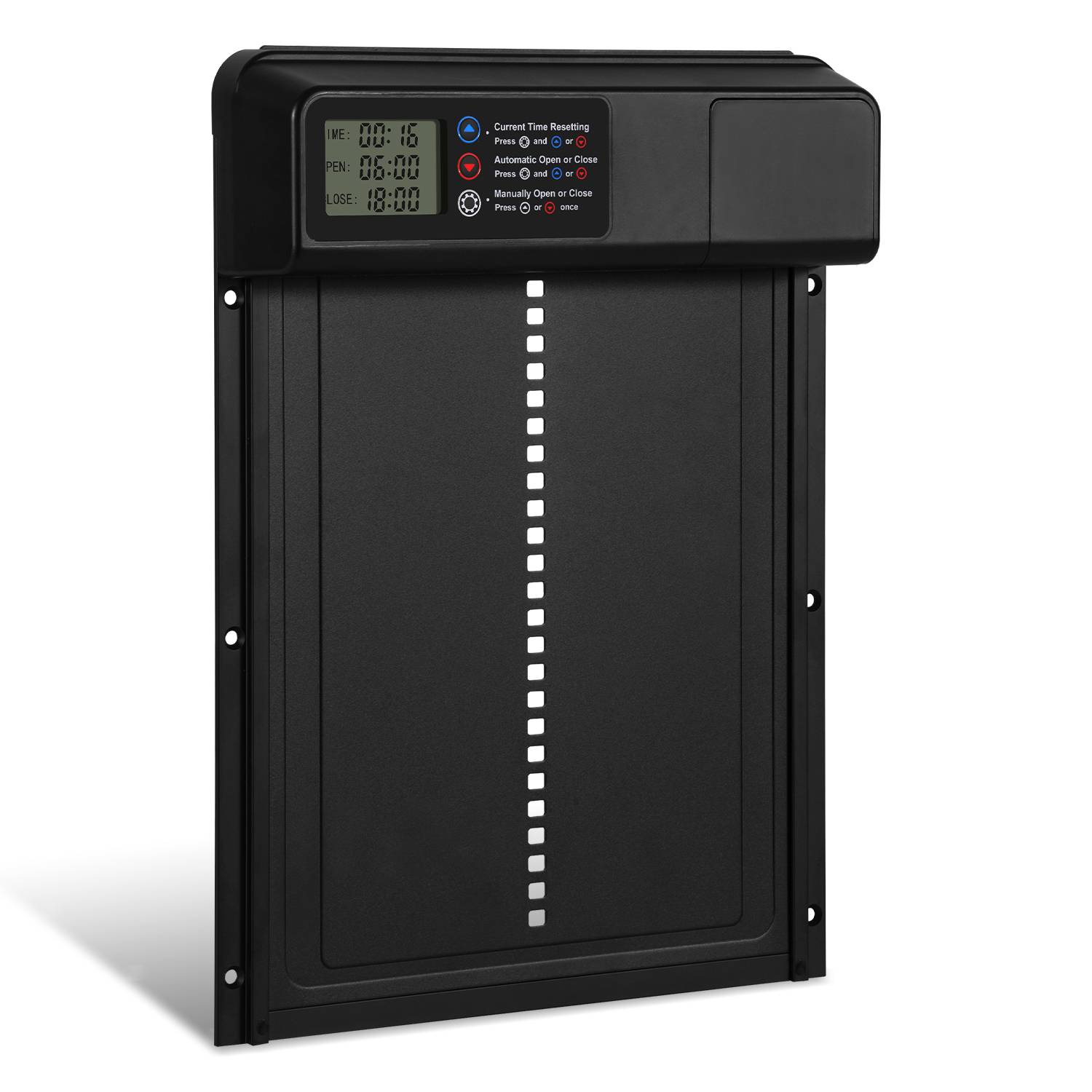 Aluminum Automatische Hühnerklappe Solar, Hühnerklappe Automatisch mit LED Display, Timer, Fernbedienung, Elektrische Hühnerklappe Hühnerstalltür