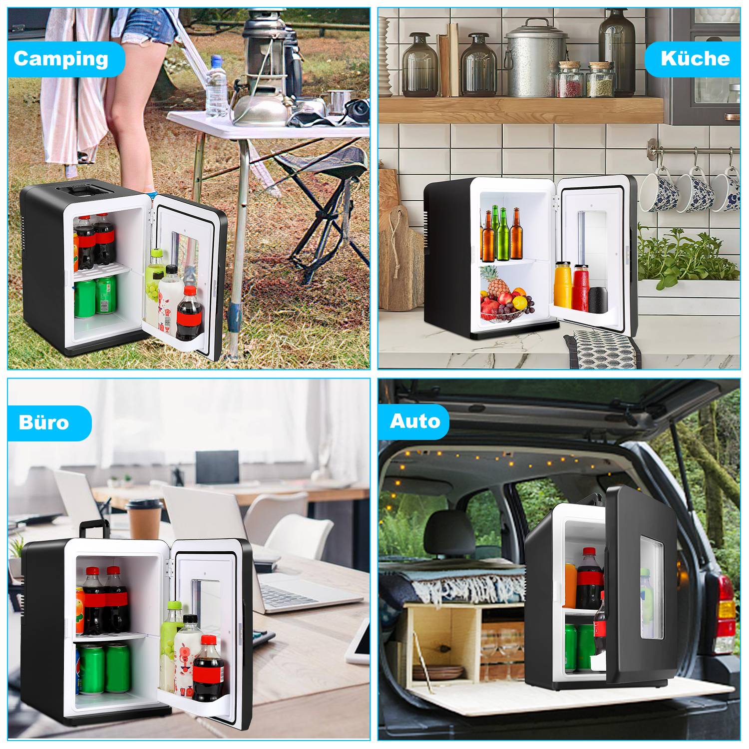 15L Mini Kühlschrank 2 in 1 Kühl und Heizfunktion, AC DC Kühler Wärmer Tragbarer Kühltruhe Getränkekühler fürs Auto Haushalt Minibar