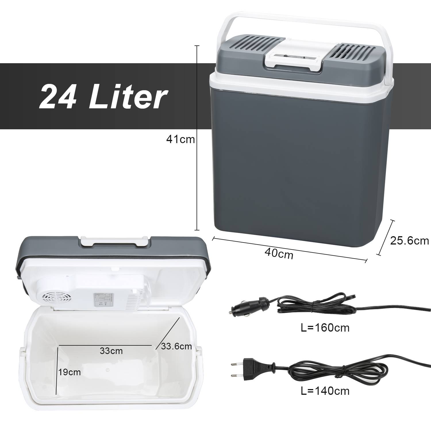 24 L Kühlbox zum Kühlen & Warmhalten, Camping Mini Kühlschrank, Thermo-elektrische Kühlbox mit ECO Modus 12/230 V für Auto und Steckdose
