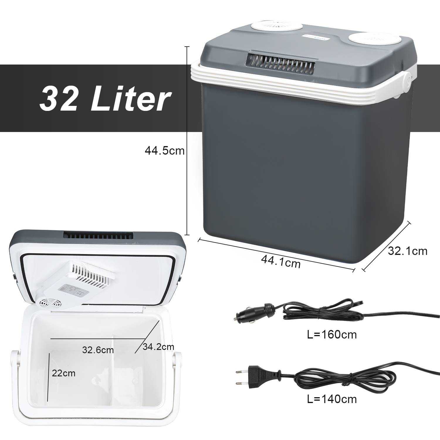 32 L Kühlbox zum Kühlen & Warmhalten, Camping Mini Kühlschrank, Thermo-elektrische Kühlbox mit ECO Modus 12/230 V für Auto und Steckdose