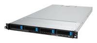 Ein silberner Server mit schwarzen Frontplatten und blauen Akzenten auf weißem Hintergrund, was auf Tech-Infrastruktur oder Datenspeicherung hindeutet.