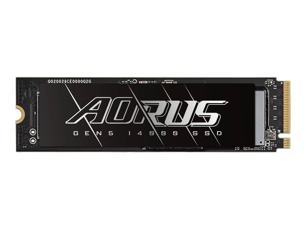 AORUS Gen4 7000s SSD-Solid-State-Drive auf weißem Hintergrund gezeigt.