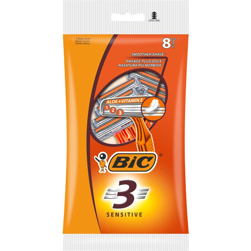 BIC Einwegrasierer 3 Sensitive, für Männer, 8er Pack