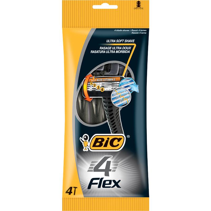 BIC Einwegrasierer 4 Flex, für Männer, 4er Pack