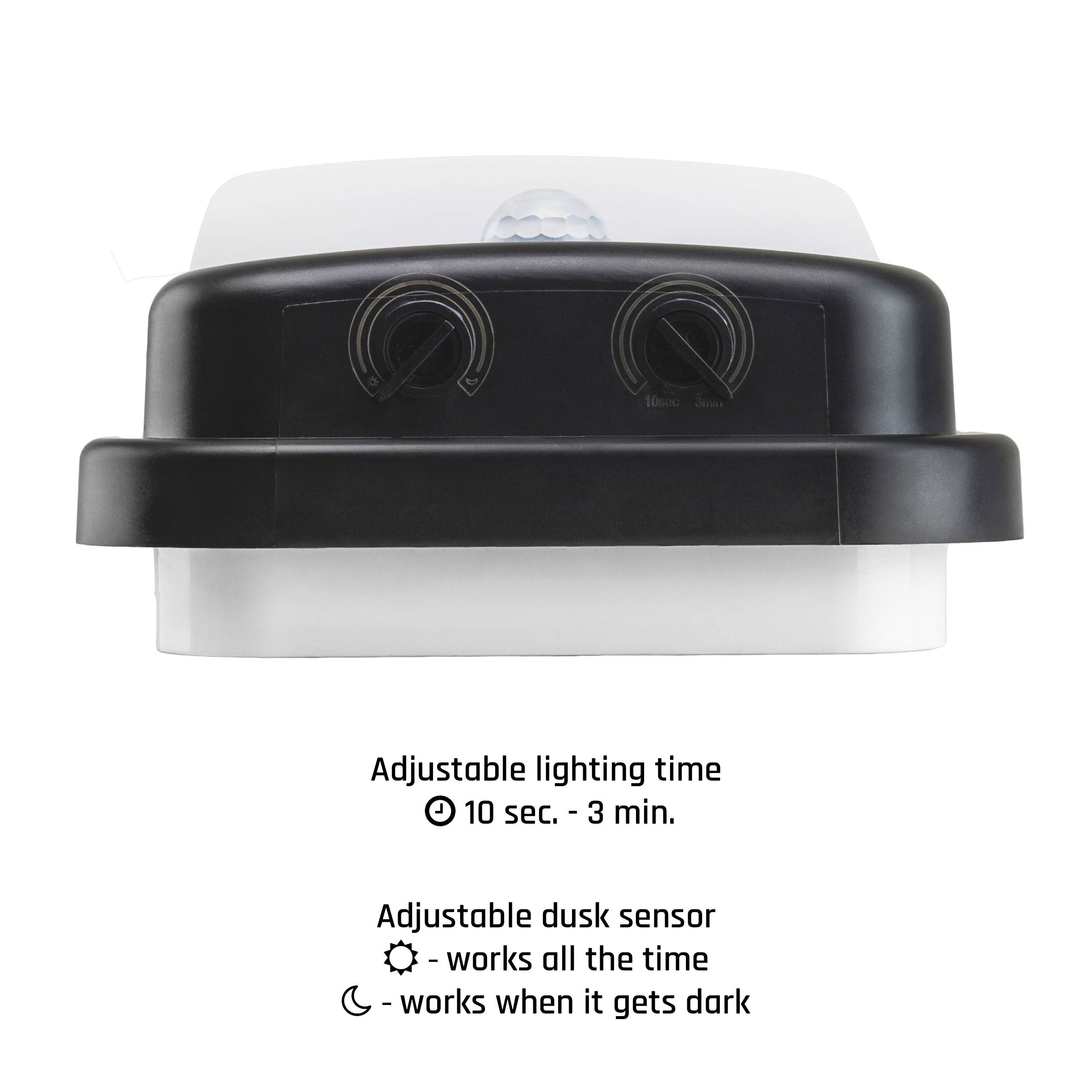 Spectrum LED ENIGO LED PIR 20W Wandleuchte 180° außenleuchte 2600lm schwarz IP54 mit sensor Neutralweiß 4000K