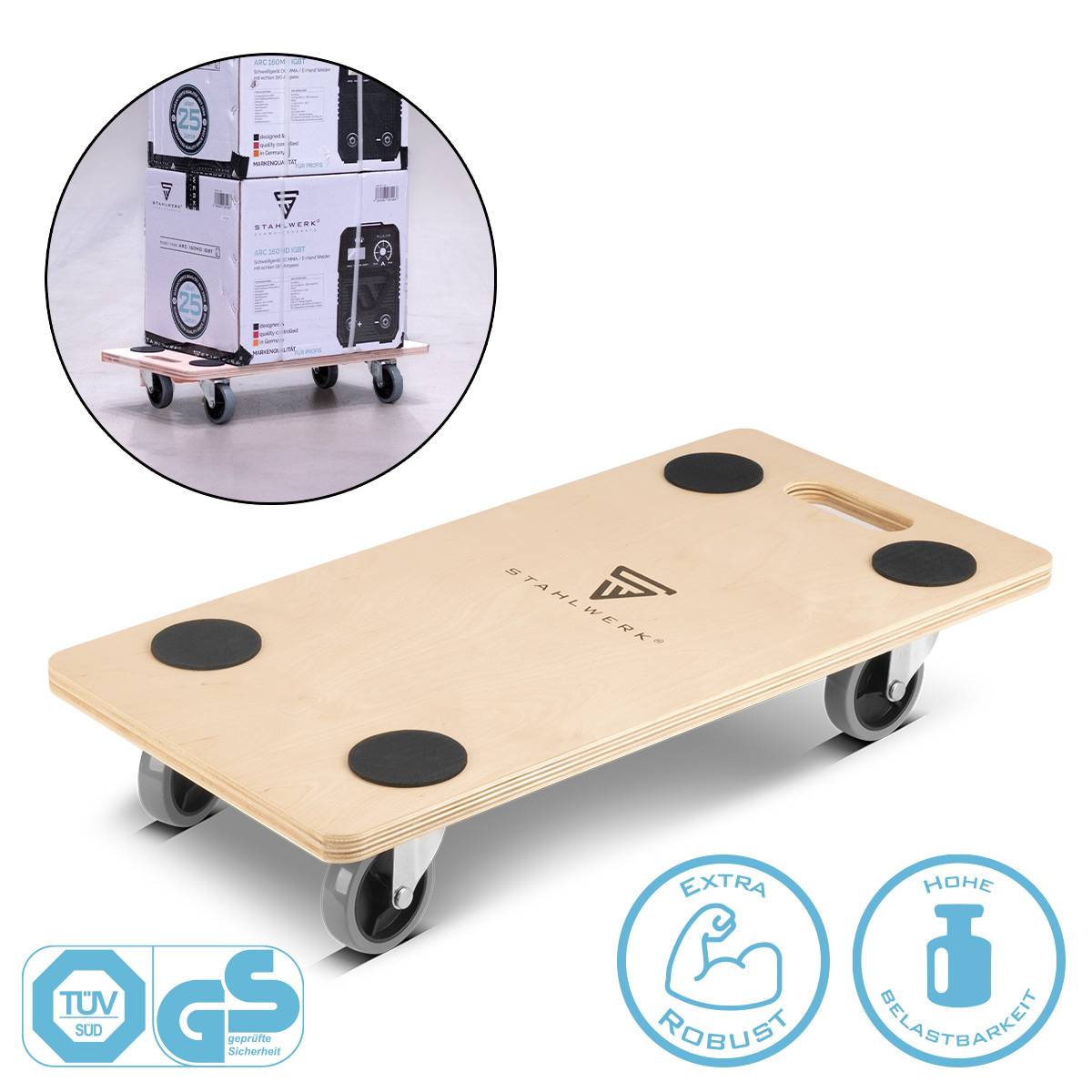 STAHLWERK Rollwagen TRS-250 ST mit 250 kg Tragkraft 58 x 29 cm Plattformwagen