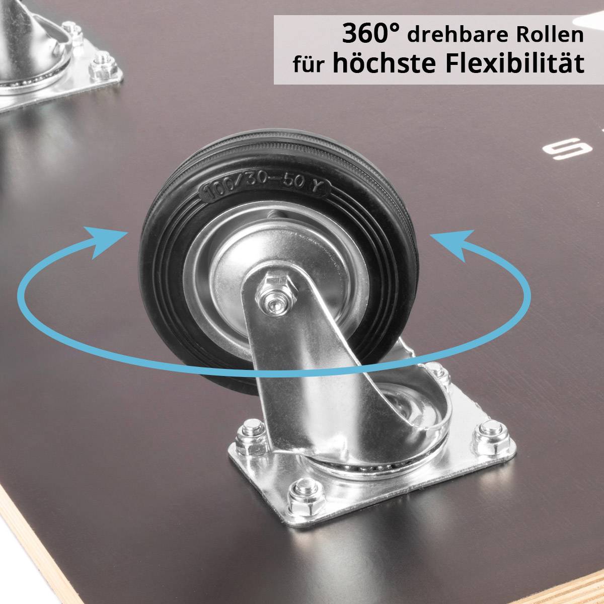 STAHLWERK Rollwagen bis 300 kg 90x60 cm Transportwagen Rollbrett Transportroller