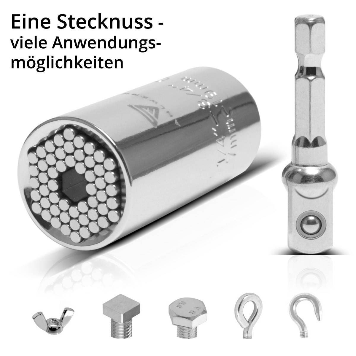 STAHLWERK 3 x Universal-Steckschlüssel 7-19 mm Multifunktionsnuss für 3/8"