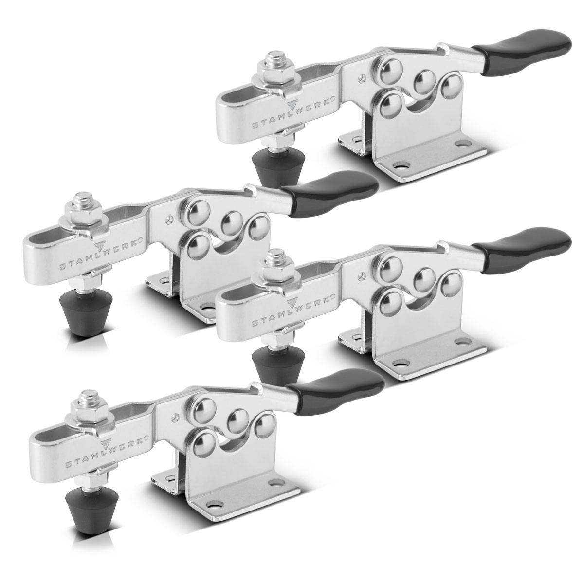 STAHLWERK Knebelklemme 4er Set 90kg 198lbs Senkrechtspanner Kniehebelspanner