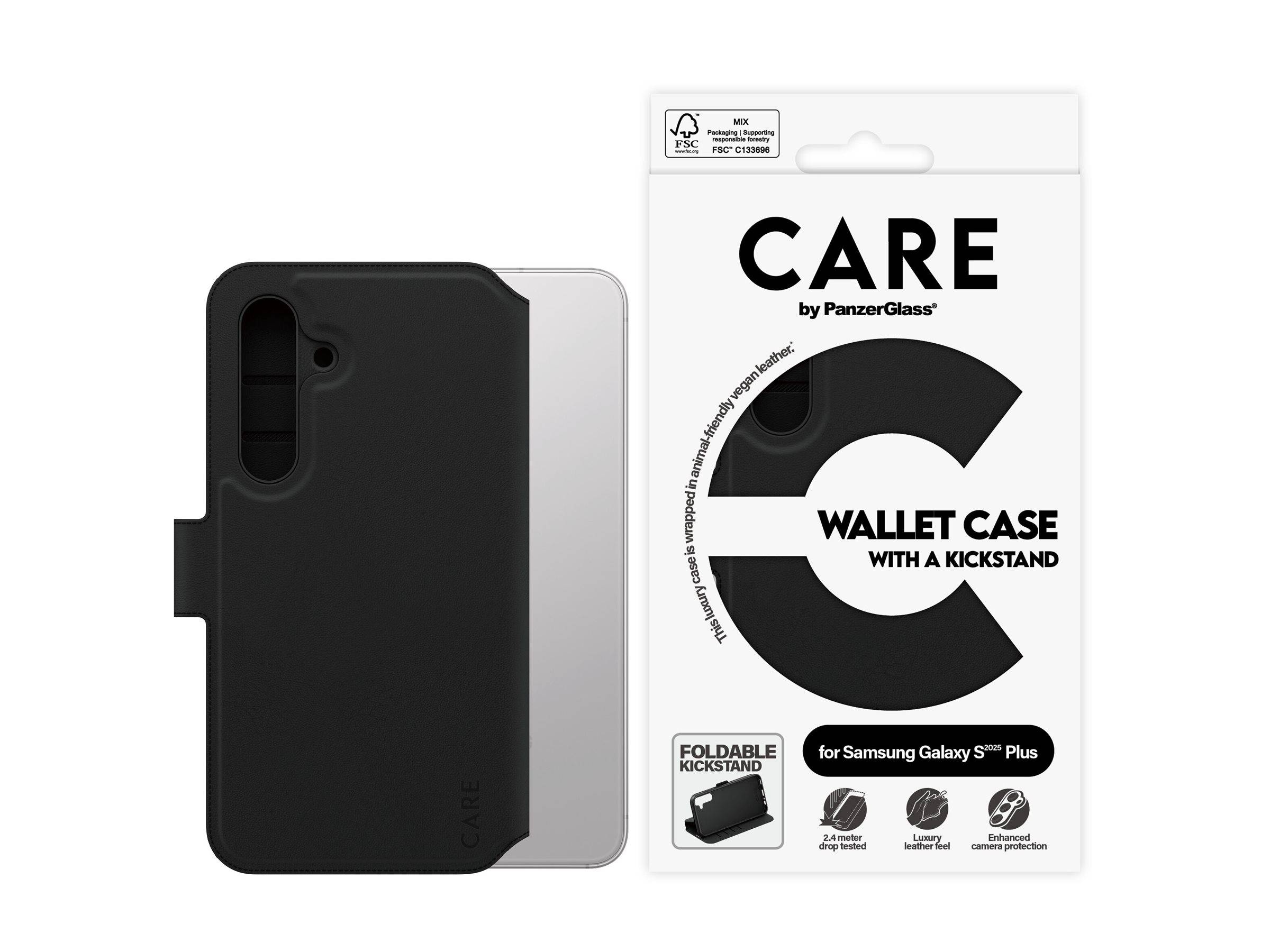 CARE by Schutzglass Feature Wallet Kickstand Case Samsung Galaxy S25+ - Schwarz