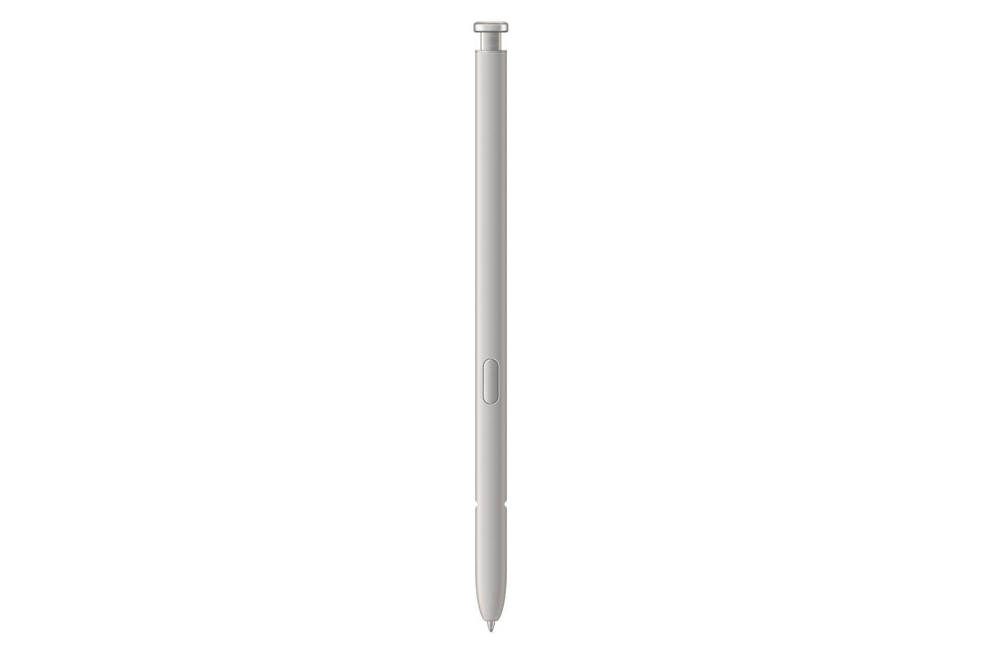 Ein silberner Stift mit Stilus wird vertikal vor einem schwarzen Hintergrund gezeigt.