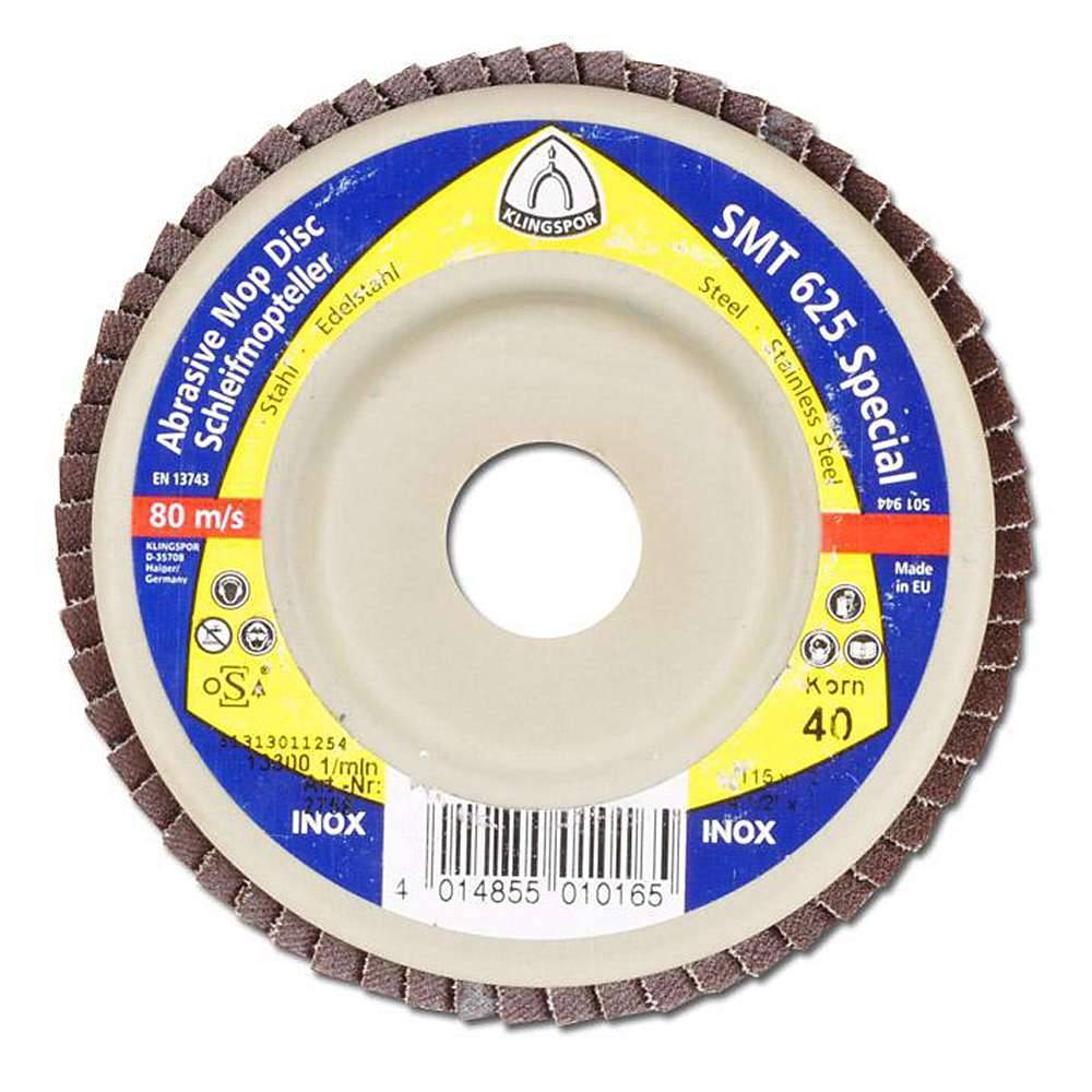 Fächerschleifscheibe, gerade - für Stahl, VA - Ø 180 mm - K 24, Zirkonkorund - Bohrung 22,23 mm - 10 Stück