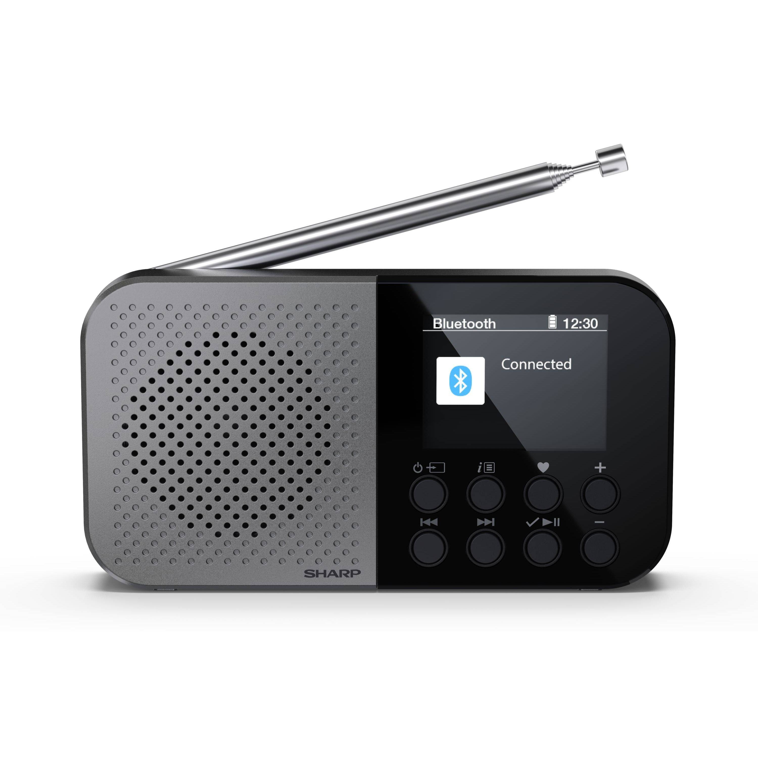 SHARP DR-P520GY Osaka Digitalradio tragbar, DAB+/FM, Bluetooth 5.3, USB/Akku, 2" Farb-Display, Kopfhöreranschluss, Grau