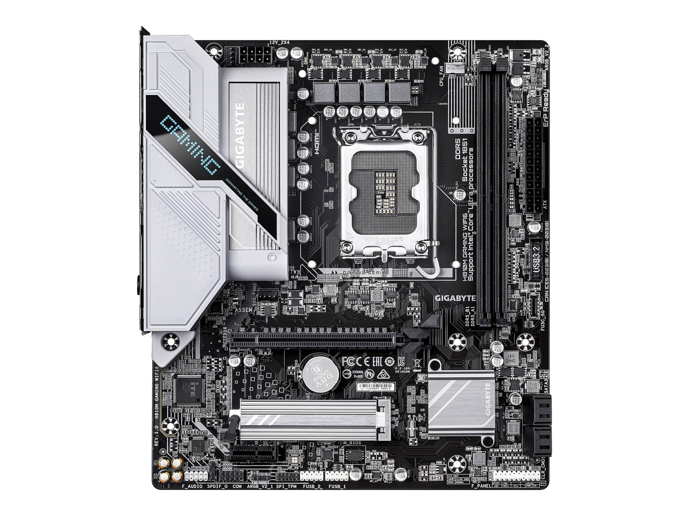 Gigabyte H810M GAMING WIFI6 - Motherboard - micro ATX - LGA1851-Sockel - H810 Chipsatz - USB-C 3.2 Gen 1, USB 3.2 Gen 1 - Wi-Fi 6, Bluetooth, 2.5