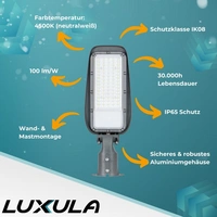 LUXULA LED-Straßenleuchte, EEK: F, 150W, 15000lm, 4500K, IP65, grau LUXULA LED-Straßenleuchte, EEK: F, 150W, 15000lm, 4500K, IP65, grau