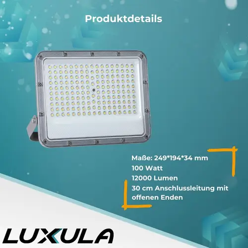 LUXULA LED-Fluter, EEK: E, 100W, 12000lm, 4000K, IP65, grau LUXULA LED-Fluter, EEK: E, 100W, 12000lm, 4000K, IP65, grau