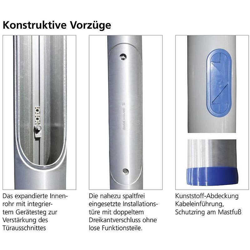 Kameramast 4m Zopf Ø 76mm, konisch, Alu Videomast, Kameramast | Einsatzgebiet:Außenbereich, Grundstück, Baustelle, Mitt