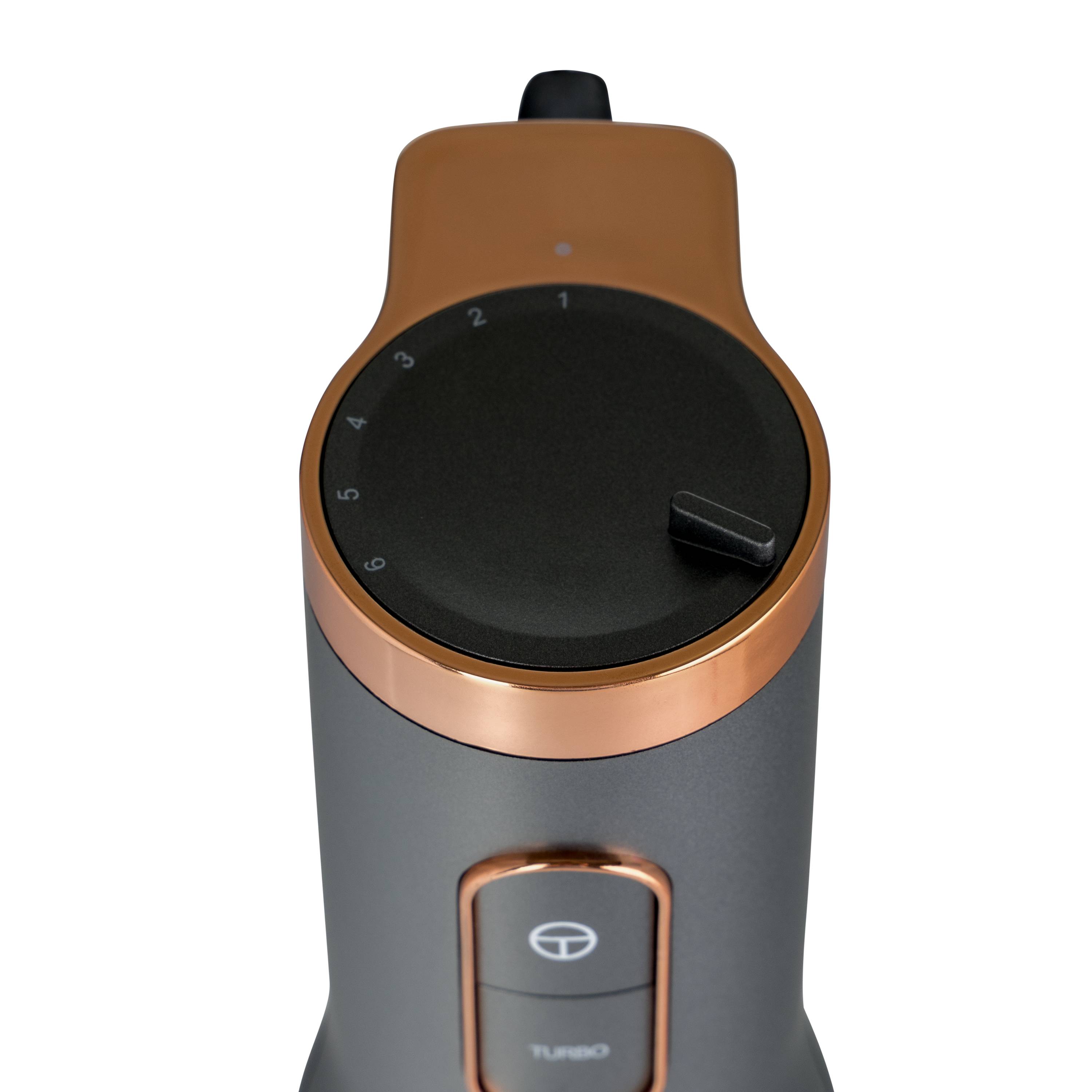 Blender-Drehregler mit den Zahlen 1 bis 5 und einer Schaltfläche mit der Aufschrift „Turbo