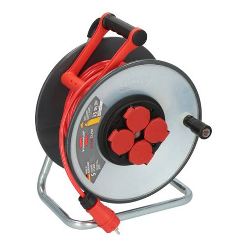 BRENNENSTUHL professionalLINE - SteelCore Kabeltrommel SC 3110 (max. 3.000 W | IP44 | 4x Steckdosen | Länge 33,0 m)
