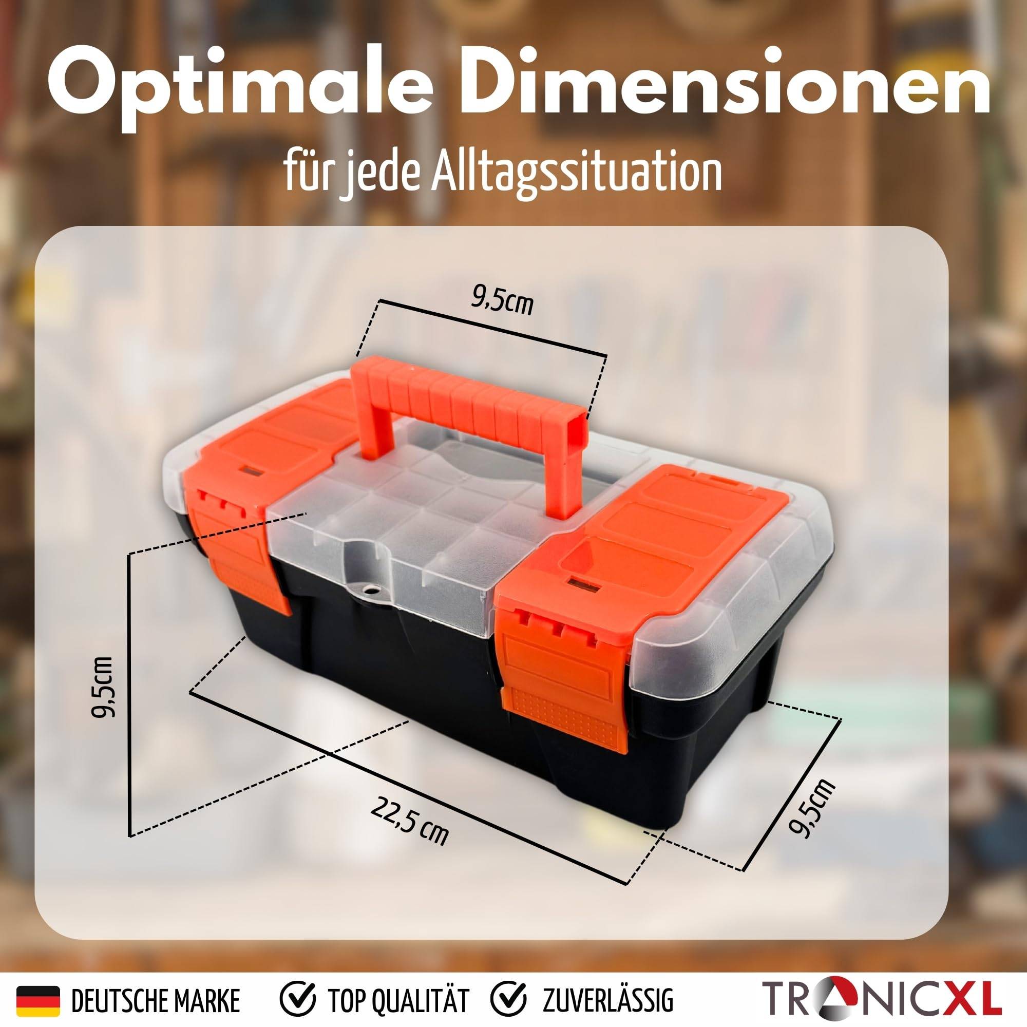 Sonderposten 12 x Werkzeugkoffer aus robustem Kunststoff mit Kleinteilemagazin Werkzeug Koffer Kiste leer klein Werkzeugkiste Angelbox