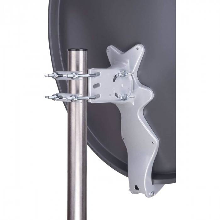 DUR-line 4 Teilnehmer Set - Satelliten-Komplettanlage - Select 75cm/80cm Spiegel/Schüssel Anthrazit + Quad LNB 4 Teilnehmer - DVB-S2 HDTV 4K 3D