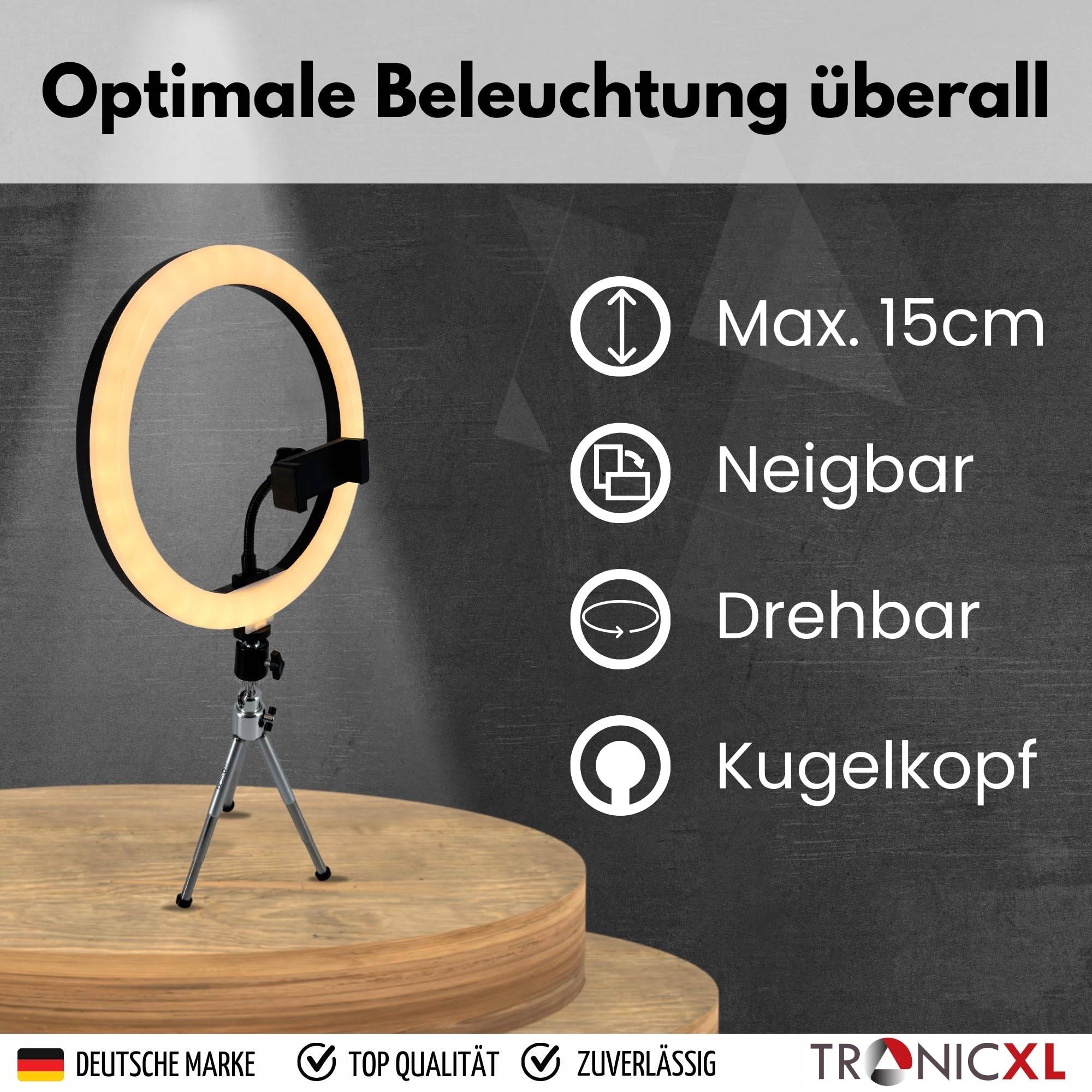 Mini Stativ + XXL Ringlicht Ring Light mit Handyhalter Tripod Beauty Licht Kamerastativ Smartphone Halterung I für YouTube Video Streaming