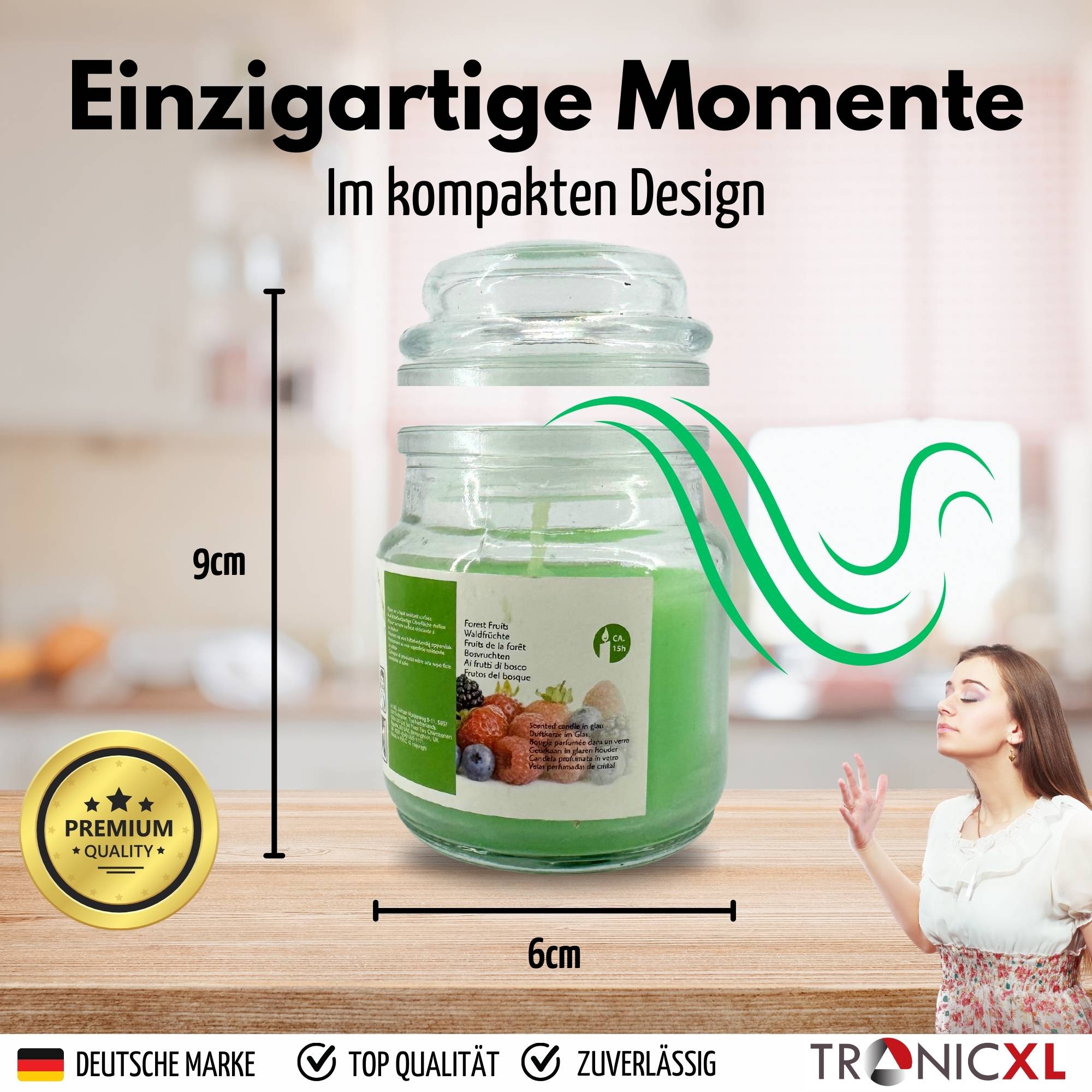 12 Stück Duftkerzen im Bonbonglas Duftkerze im Glas Set Brenndauer 15h