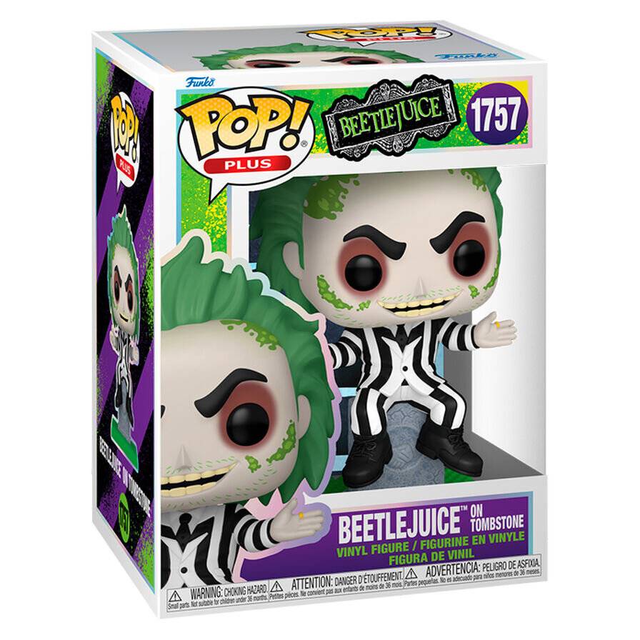 Beetlejuice POP! Plus Movies Vinyl Figur Beetlejuice w/tombstone 9 cm
