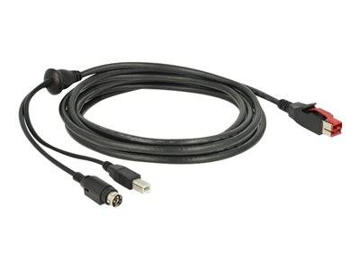 DELOCK PoweredUSB Kab. 24v St > USB-B St + Hosiden 3Pin 3.0m Multimedia-Technik USB-Kabel