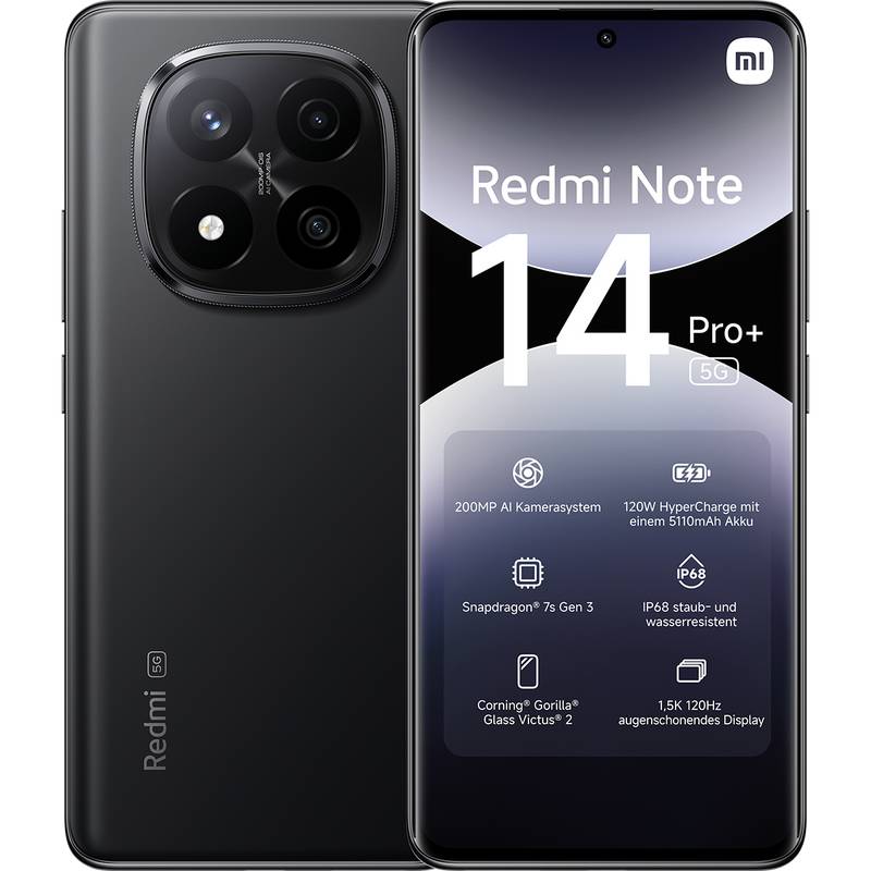 Xiaomi Redmi Note 14 Pro+ Smartphone Extra Robustes Glas Curved AMOLED Display Design
