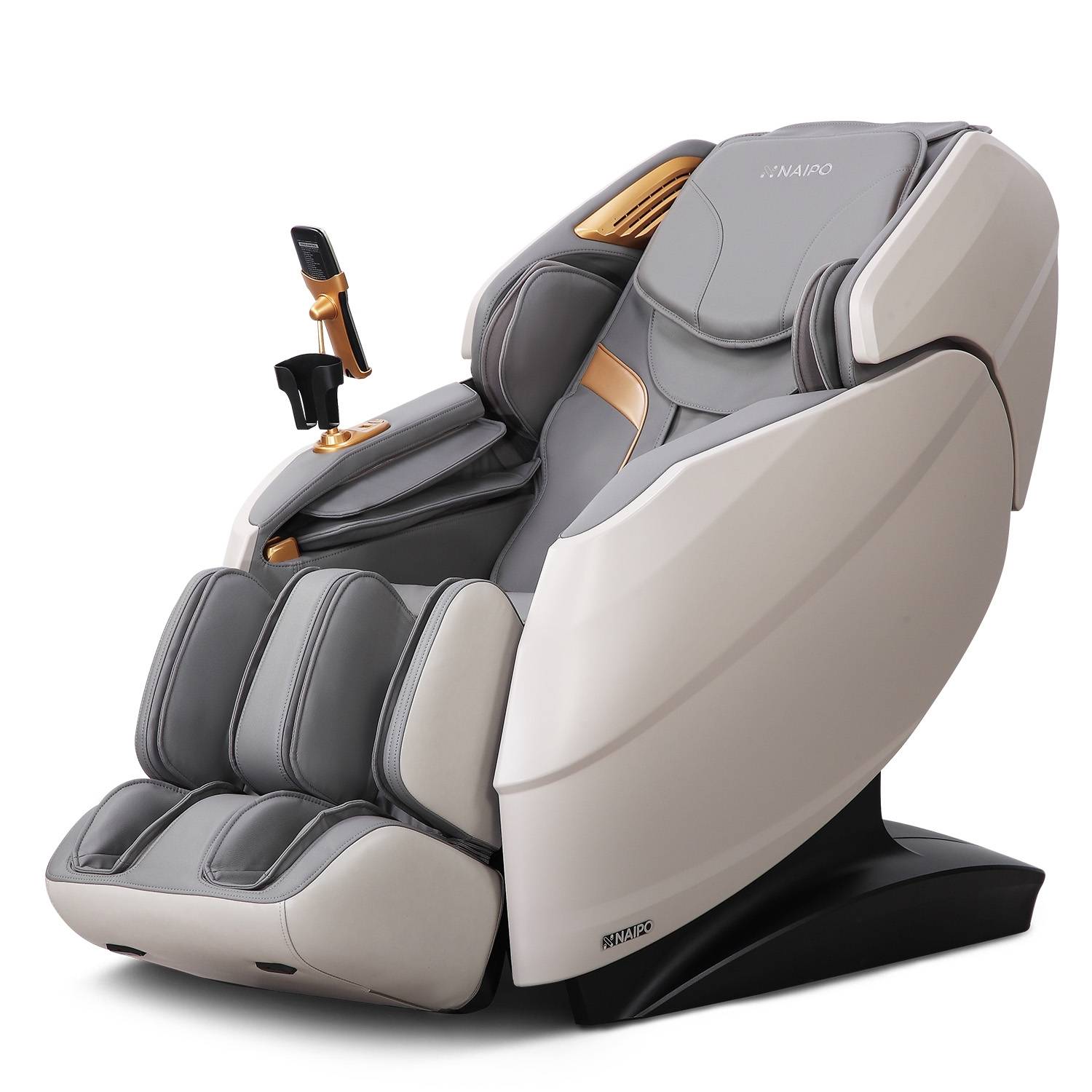 Naipo 3D Massagesessel R50 weiß, High-End Massagestuhl, Wärmefuktion, Grau